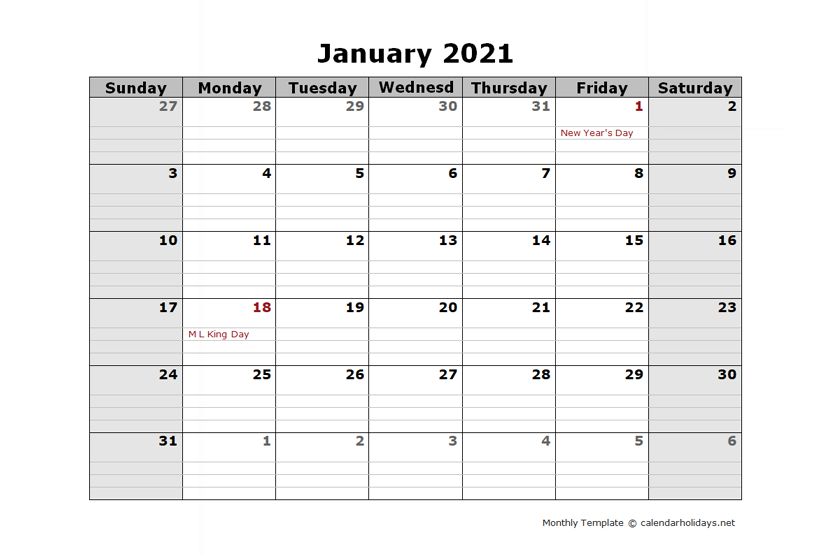 2021 monthly template calendarholidaysnet