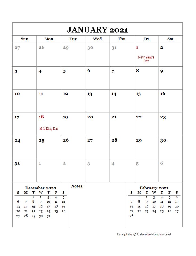 2021 Monthly Template