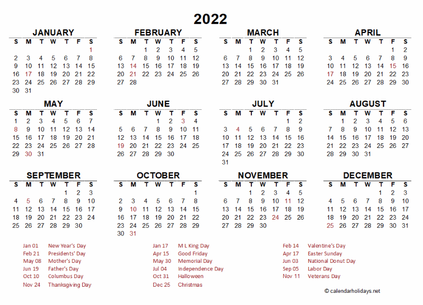 Libreoffice Calendar 2022 Yearly Calendar Templates